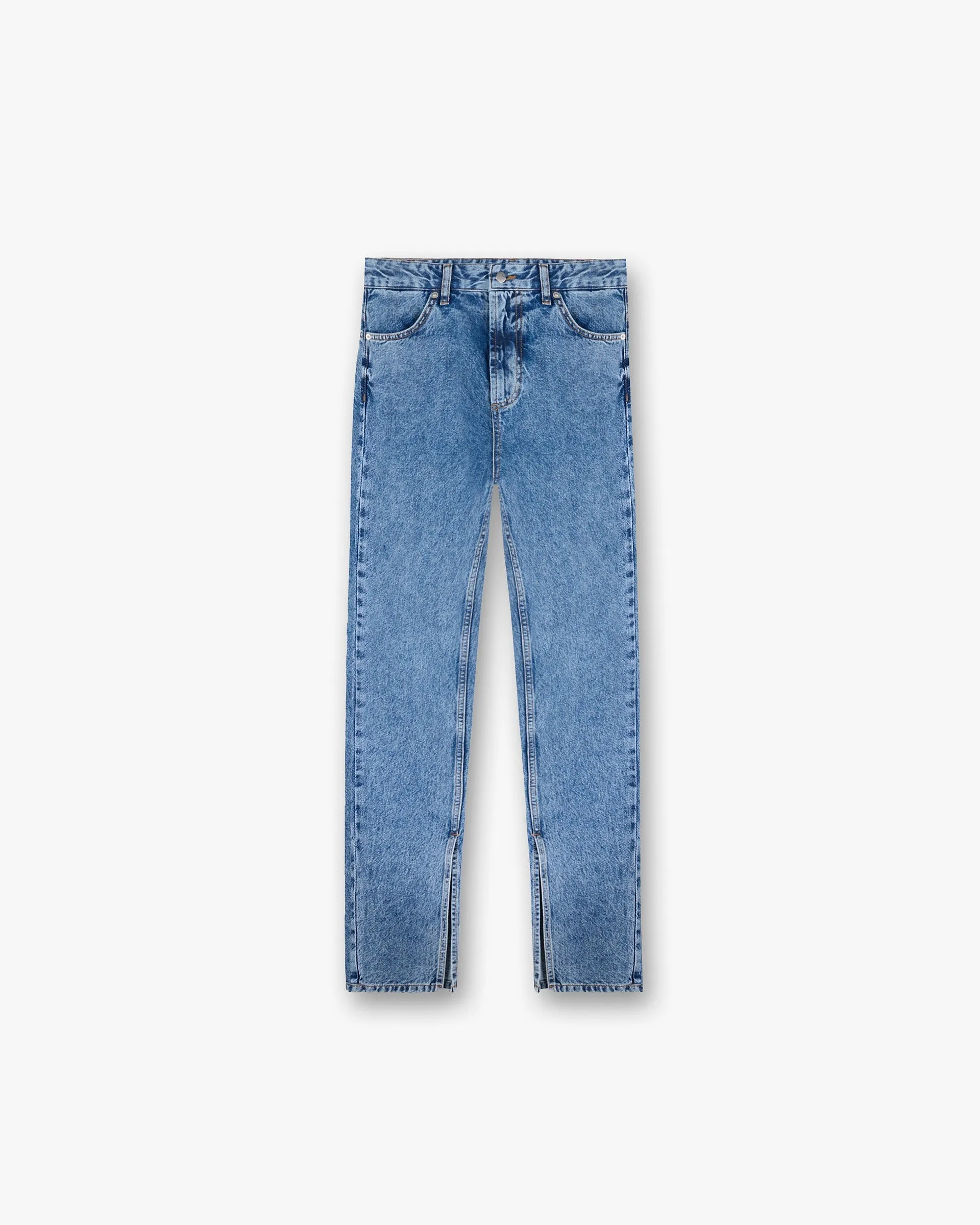 Split Hem Straight Jean - Washed Blue Minimal Outfit Spring Mood Bold