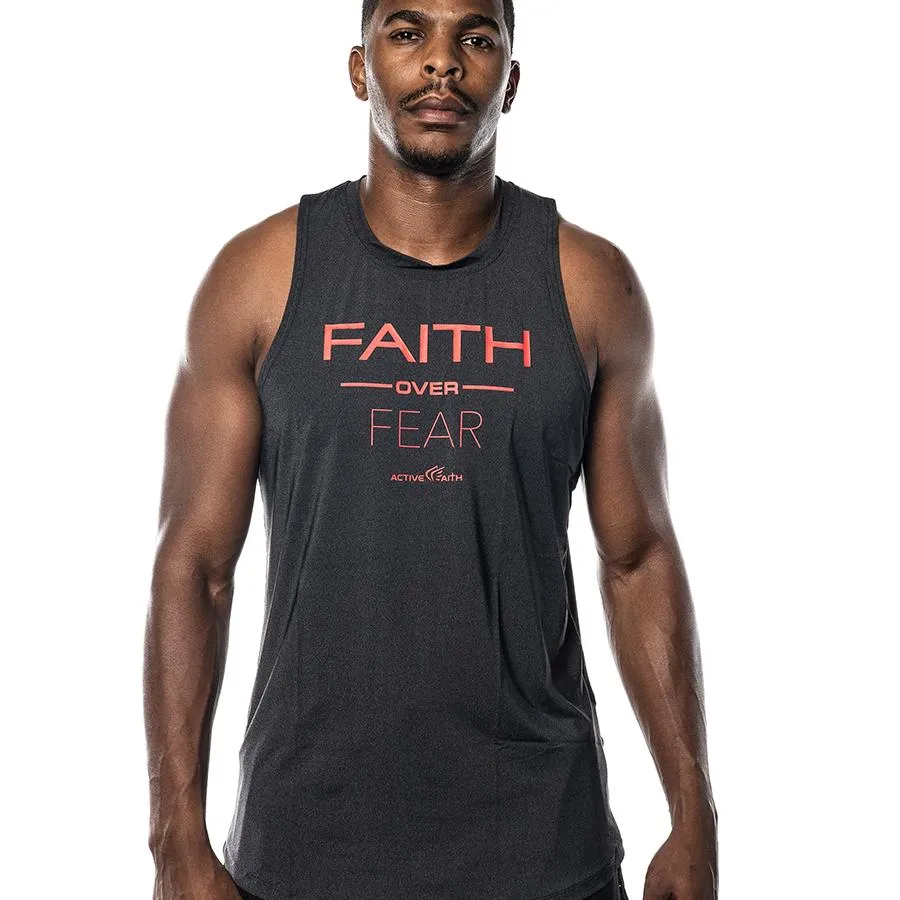 Men's Faith Over Fear Performance Tank Shock Absorbing Adjustable Interior