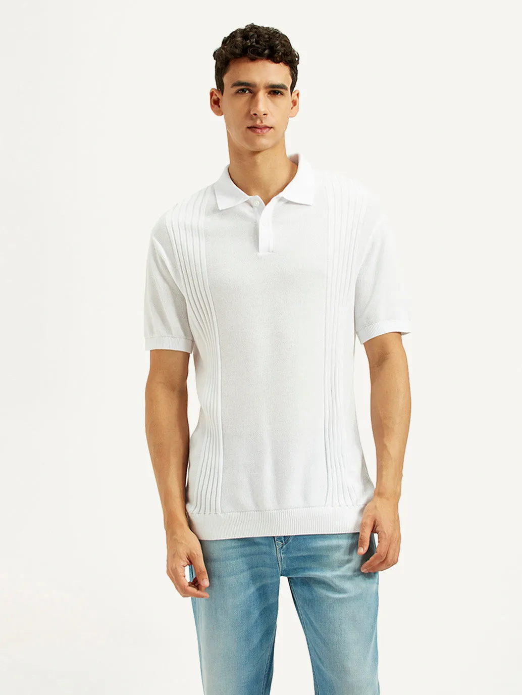 Layering Essential Men's Redloop Textured Slim Fit Polo T-Shirt