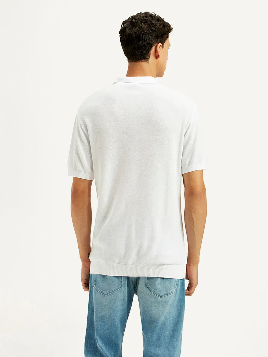 Soft Collar Construction Active Wear Men's Redloop Textured Slim Fit Polo T-Shirt