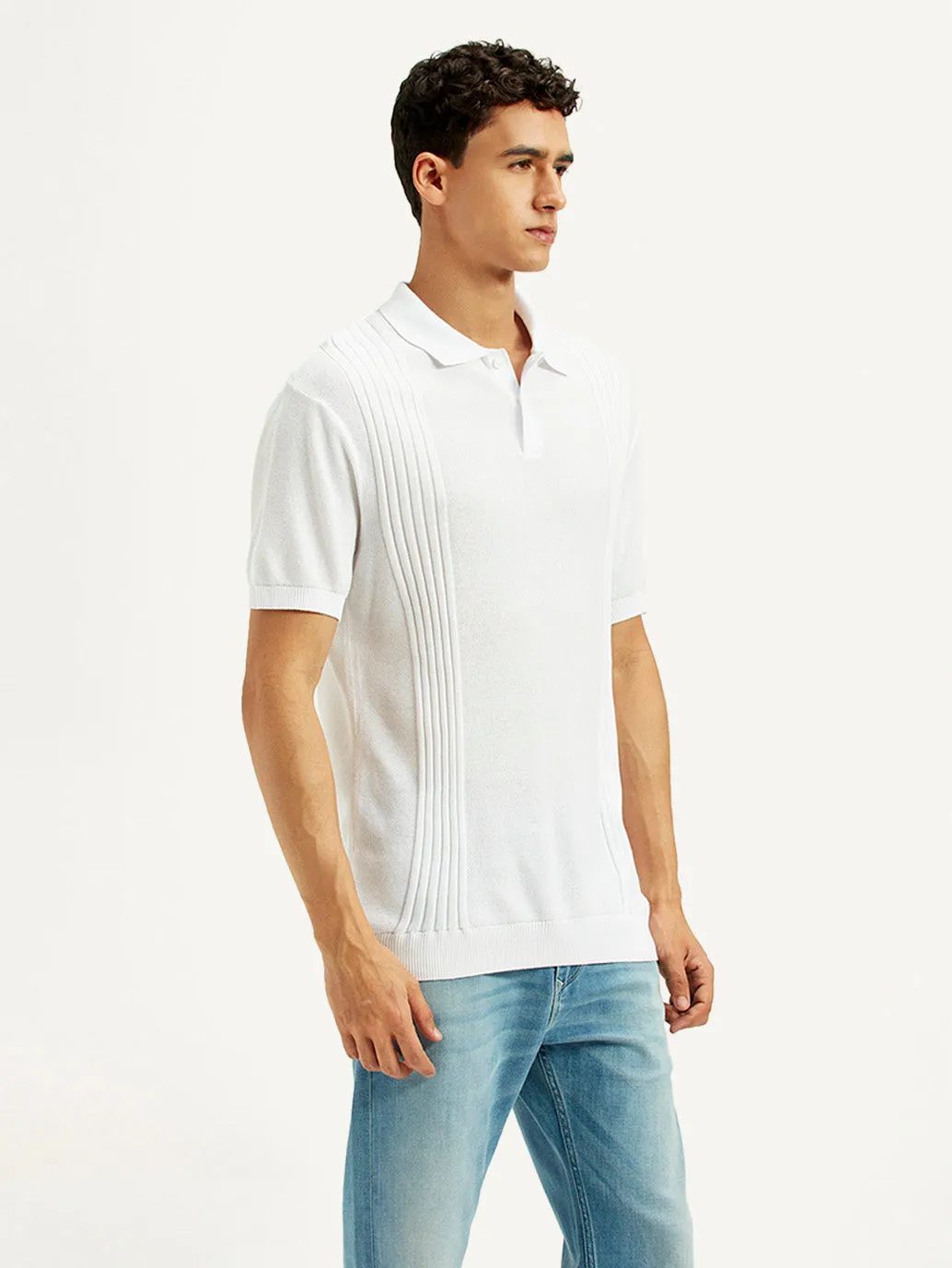 Men's Redloop Textured Slim Fit Polo T-Shirt HighDurability Yarn