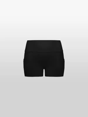 Classic Fit Secure Pocket Zippers Pocket Shorts (Petite 3") in Black Sesame