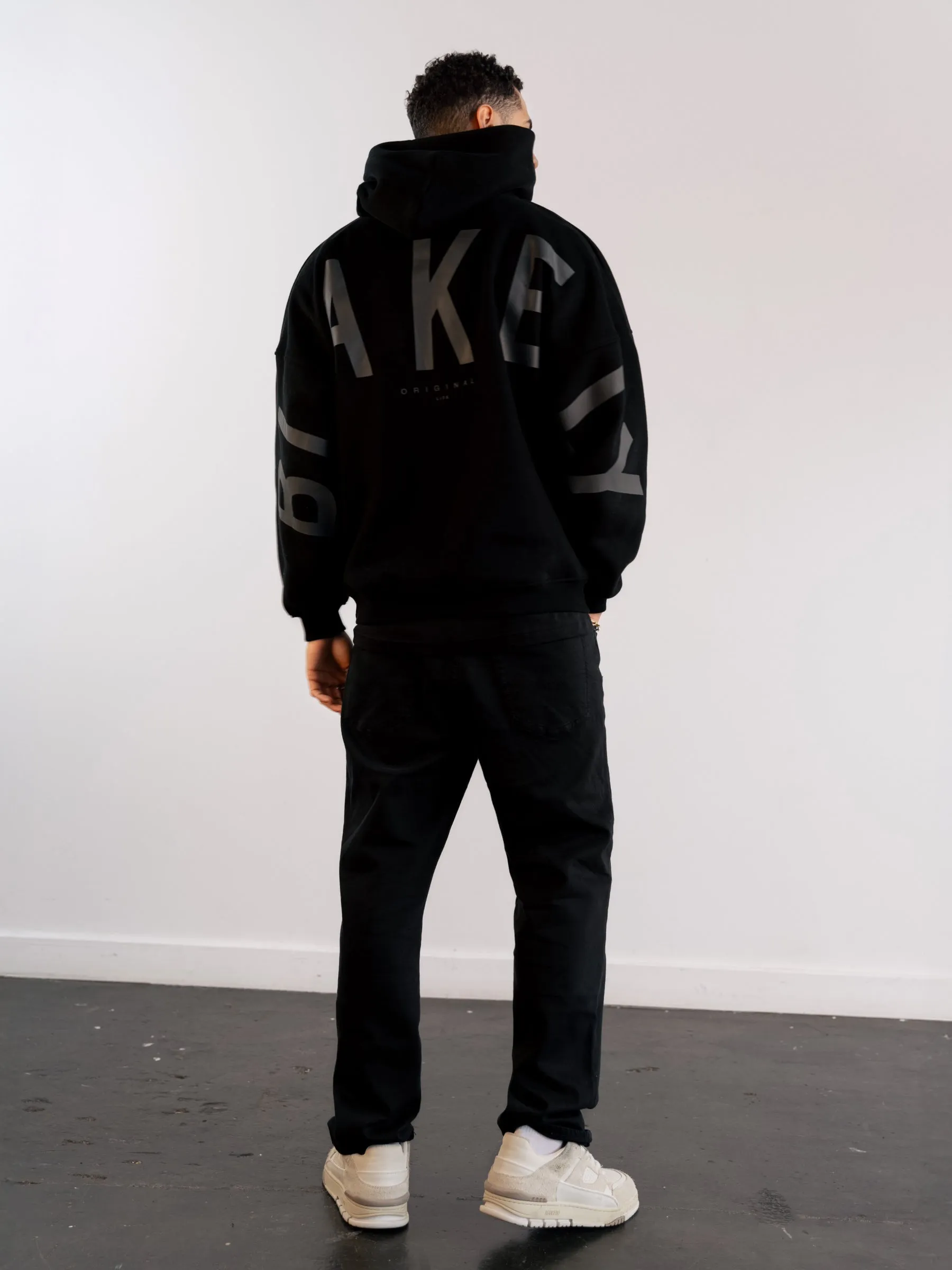 Tonal Idris Oversized Hoodie - Black Polo wear Patchwork
