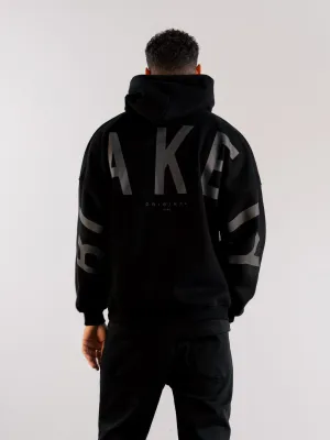Double Layered Hood Tonal Idris Oversized Hoodie - Black