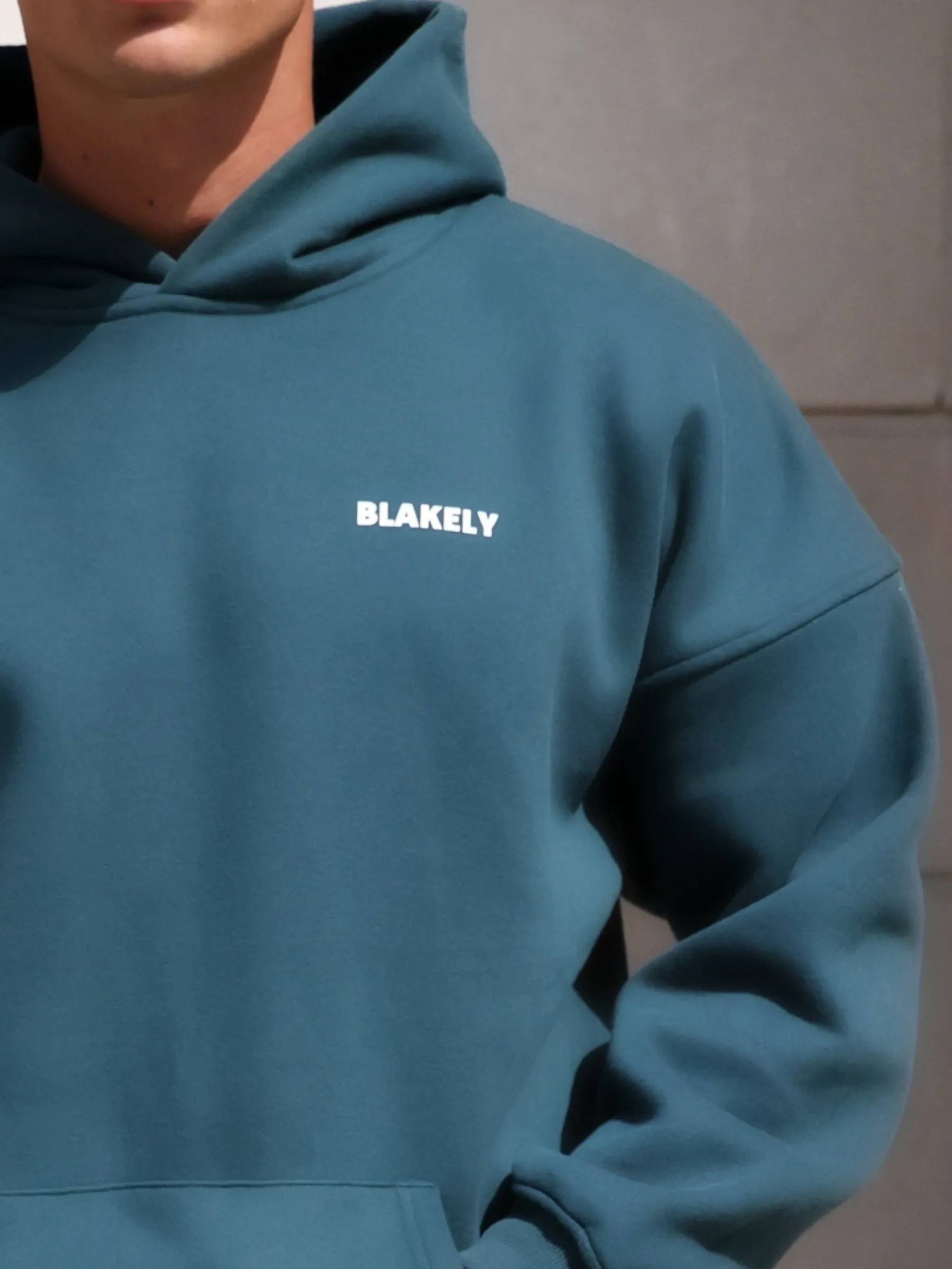 Double Layer Hood Warm Arlo Relaxed Hoodie - Teal Green