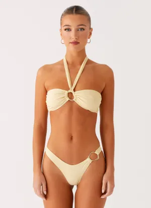 Oceanic Theme Neutral Tone Trims Kivara Bikini Bottoms - Yellow
