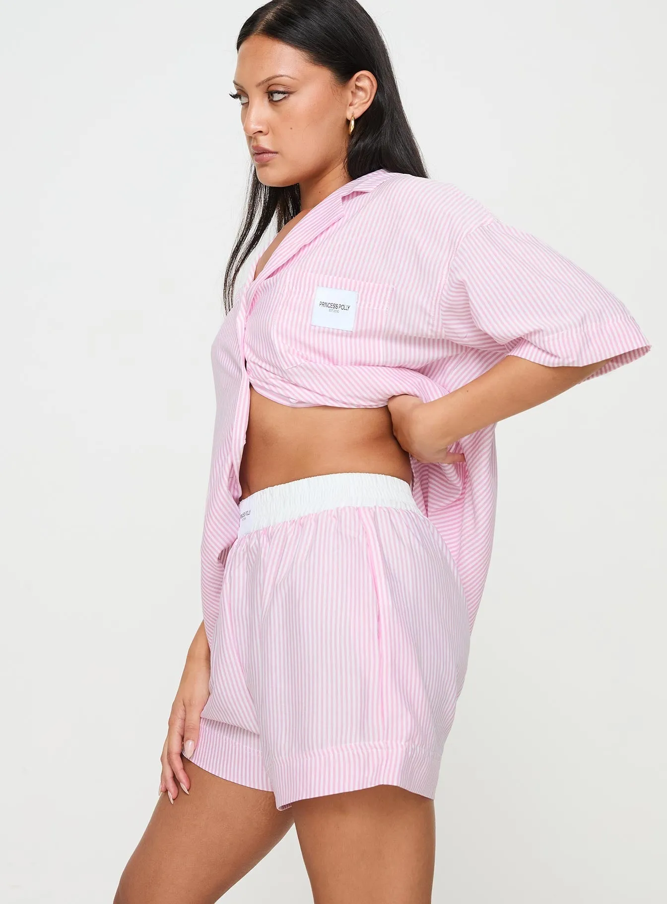 Early Riser Sleep Shorts Pink Stripe Zero Waste