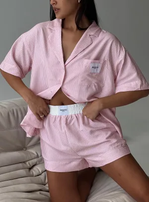 Early Riser Sleep Shorts Pink Stripe VersatileStyle