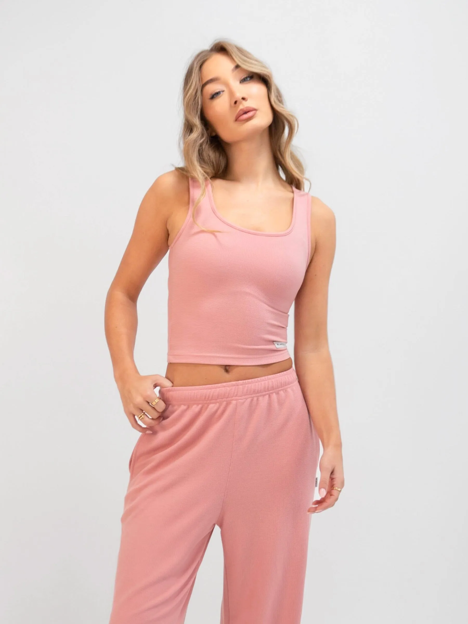 Soft Waffle Vest Top - Rose Pink Casual Layer Easy Wear