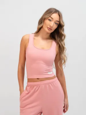 Light Fashion Smooth Seam Technology Soft Waffle Vest Top - Rose Pink