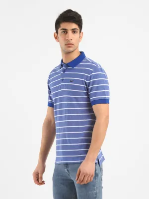 FourButton Placket Preppy Vibe Men's Striped Polo T-shirt