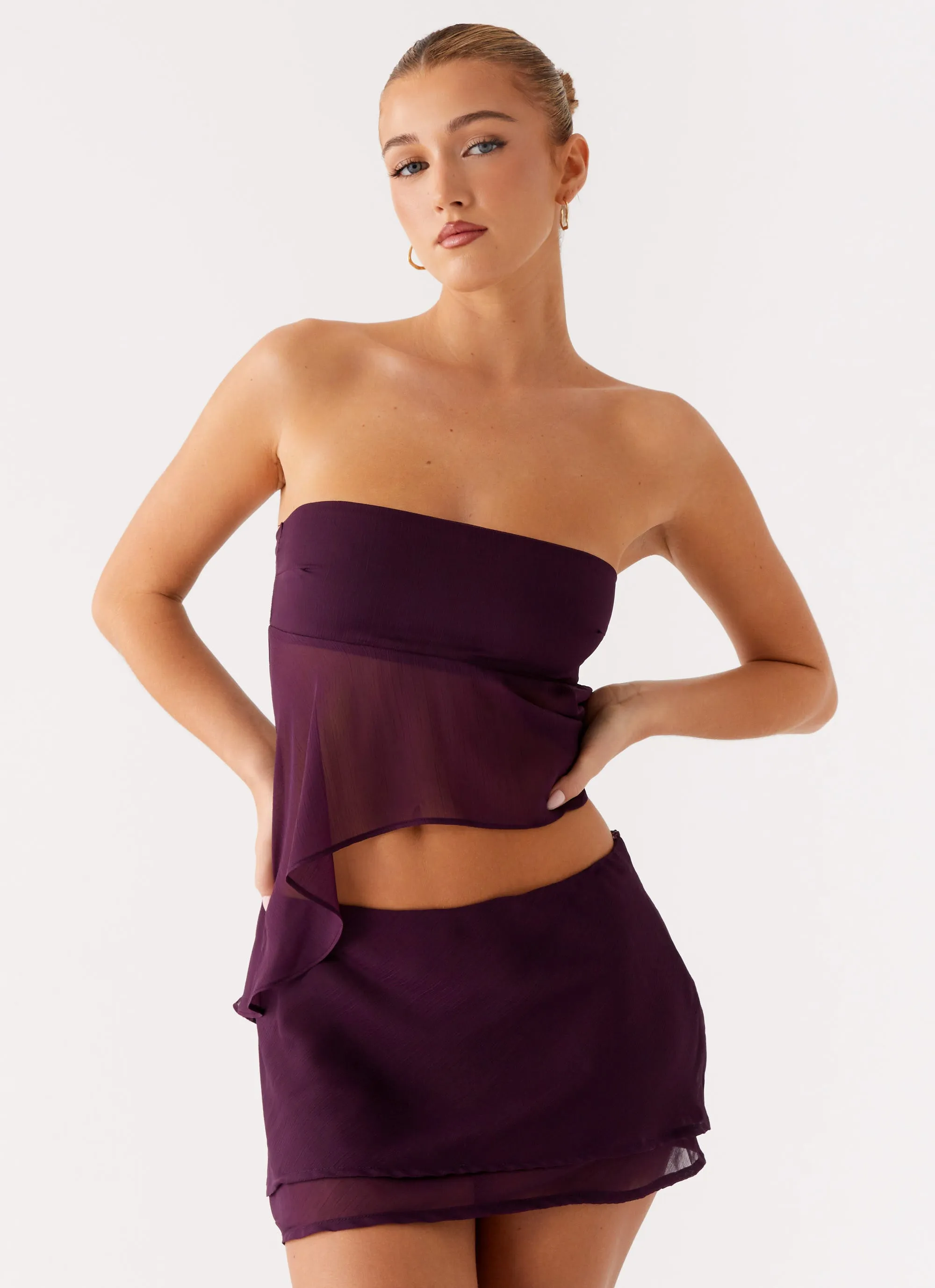Caleb Mini Skirt - Plum Sharp Mood