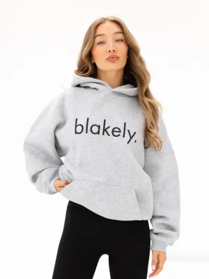Logo Oversized Hoodie - Marl Grey Date Night Casual Eco Conscious Material