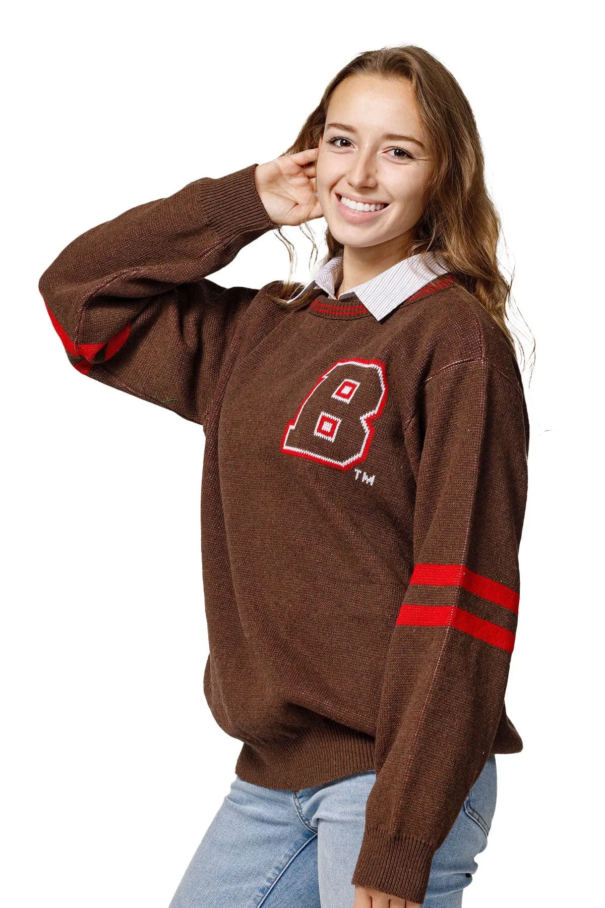 Ultra Soft Handfeel Flatlock Seams BROWN UNISEX KNIT CREW