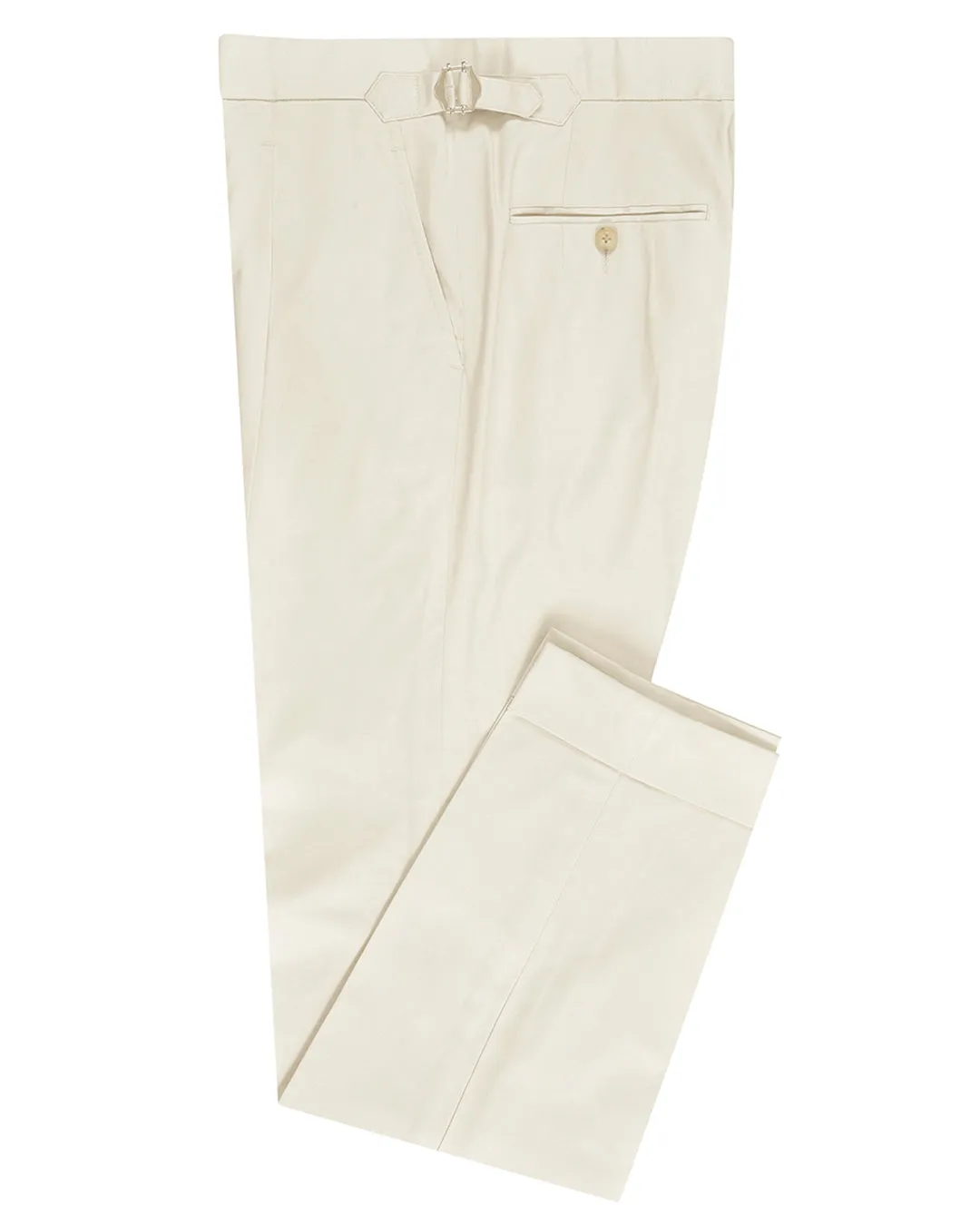 Erasable Logo Patch Ivory Cotton Twill Dress Pant