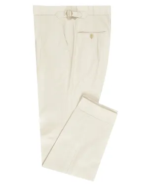 Erasable Logo Patch Ivory Cotton Twill Dress Pant