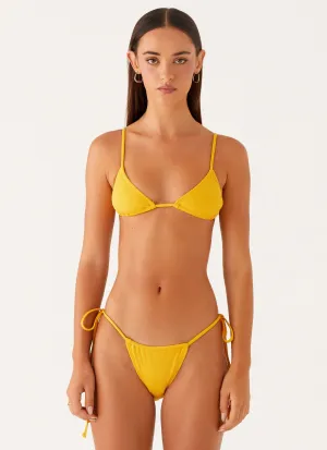Calista Bikini Top - Bright Yellow Figure Hugging Thermal Regulating Fabric