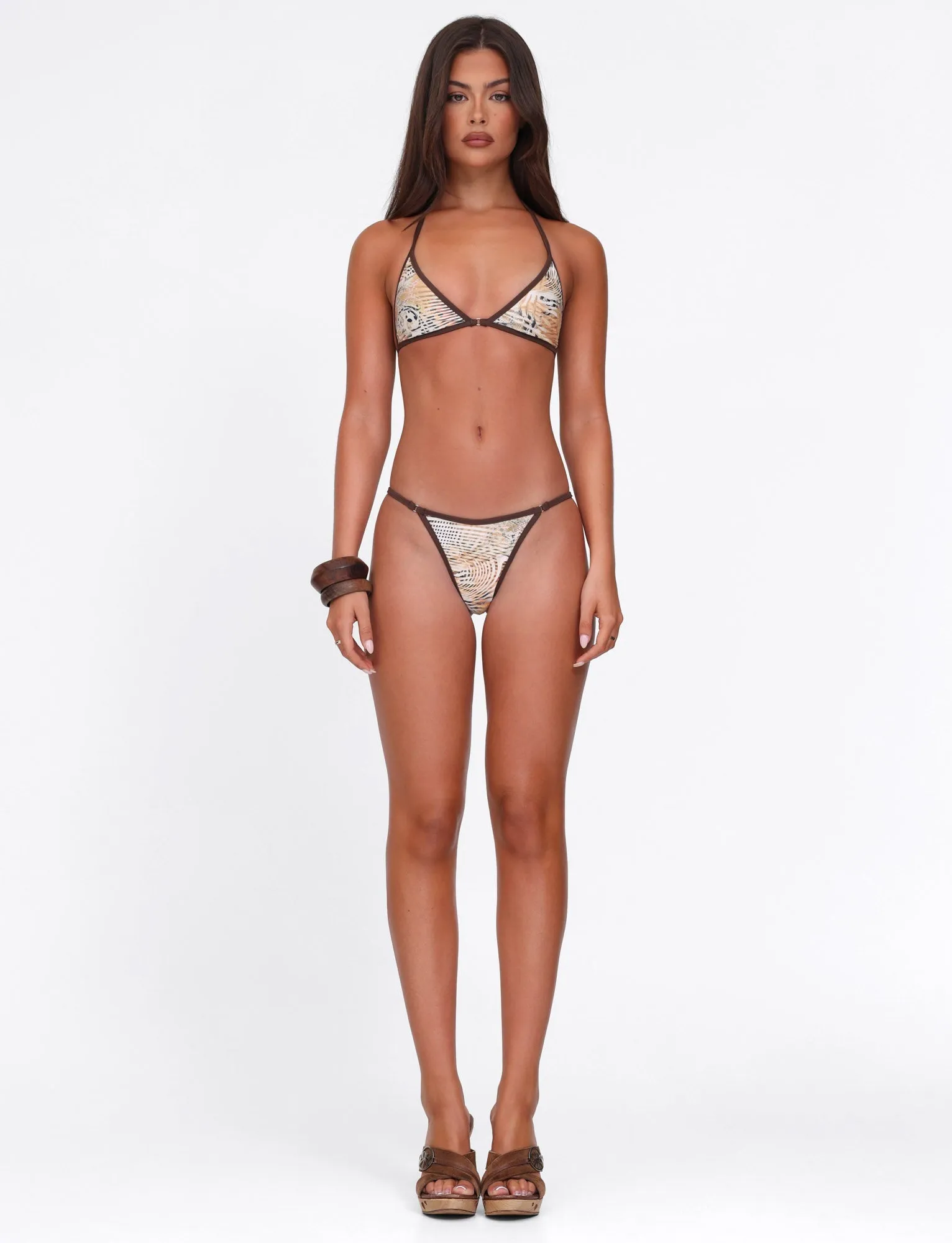 DIANA BIKINI TOP - NEUTRAL : ANIMAL : ANIMAL MARBLE Streamlined Cut Non Abrasive Lining