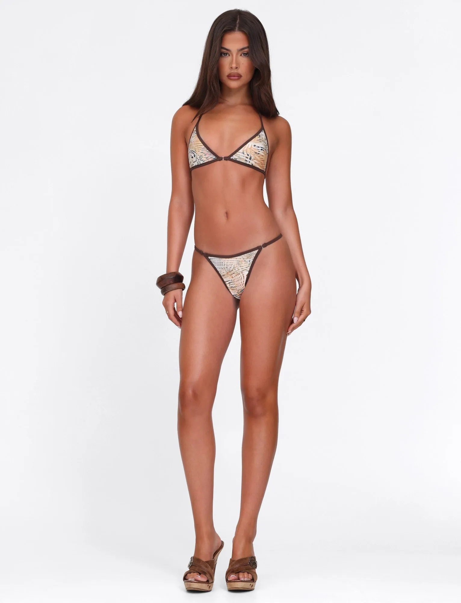 DIANA BIKINI TOP - NEUTRAL : ANIMAL : ANIMAL MARBLE Smooth Lock Zippers Soft Touch
