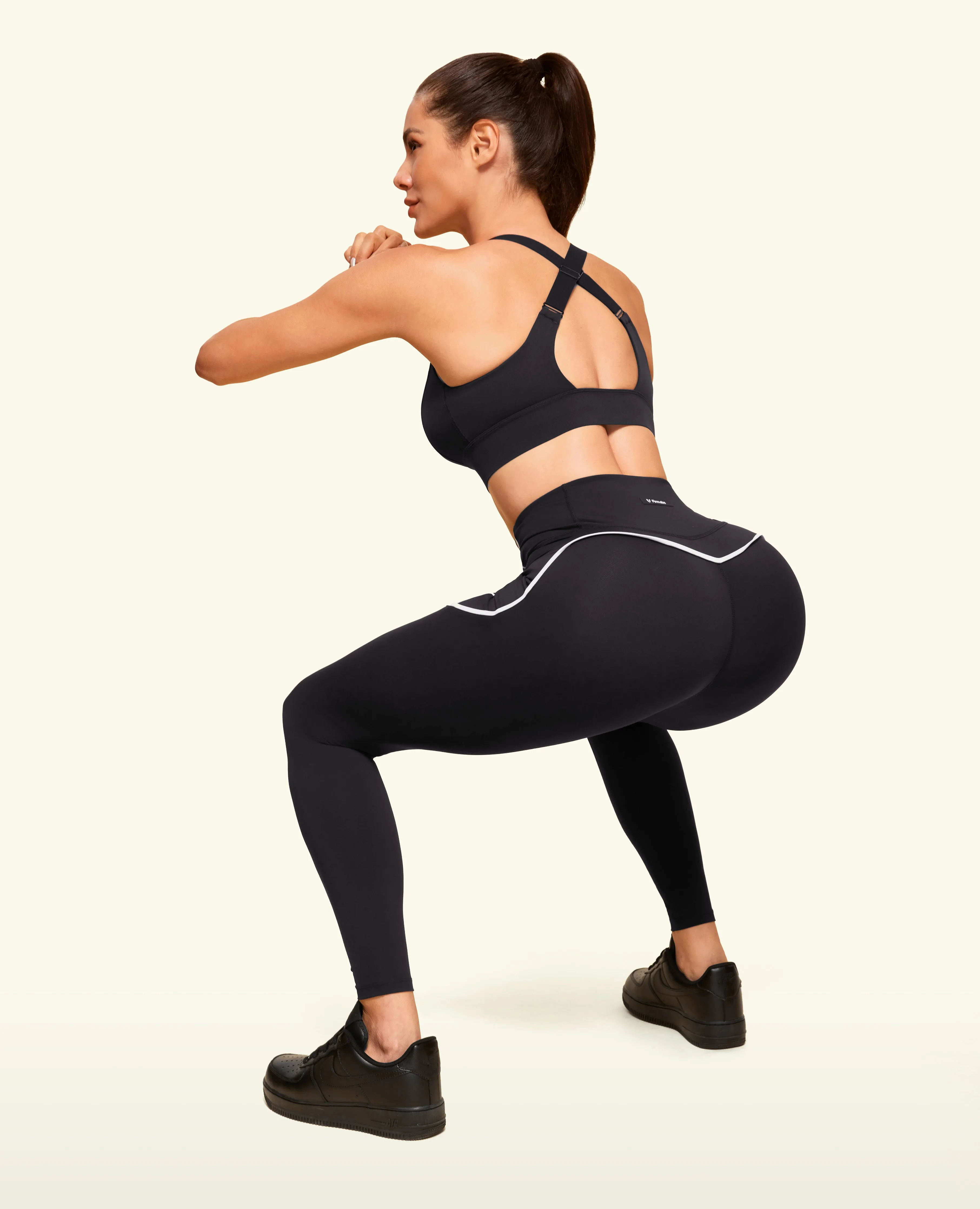 Quick Dry Home Lounge Seamless construction Zip Front High Waist Pocket Leggings - Black