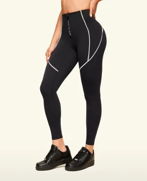 Zip Front High Waist Pocket Leggings - Black Camping Gear For Adults