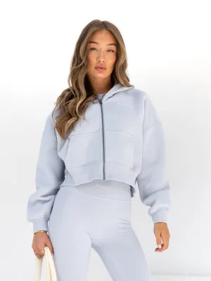 Logo Patch Blakely Full Zip Hoodie - Pale Blue