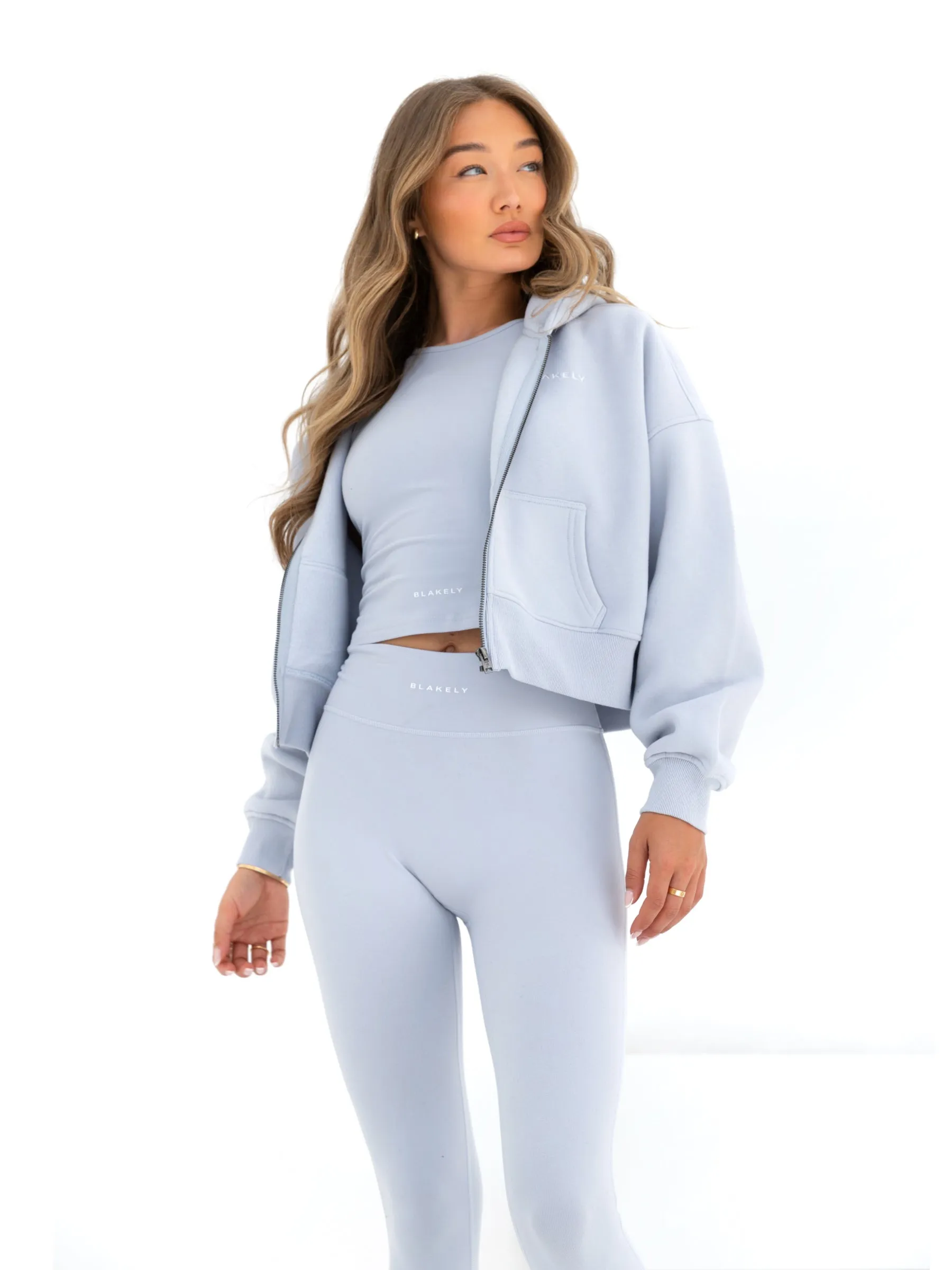 Blakely Full Zip Hoodie - Pale Blue urban vibe Fourth of July wear