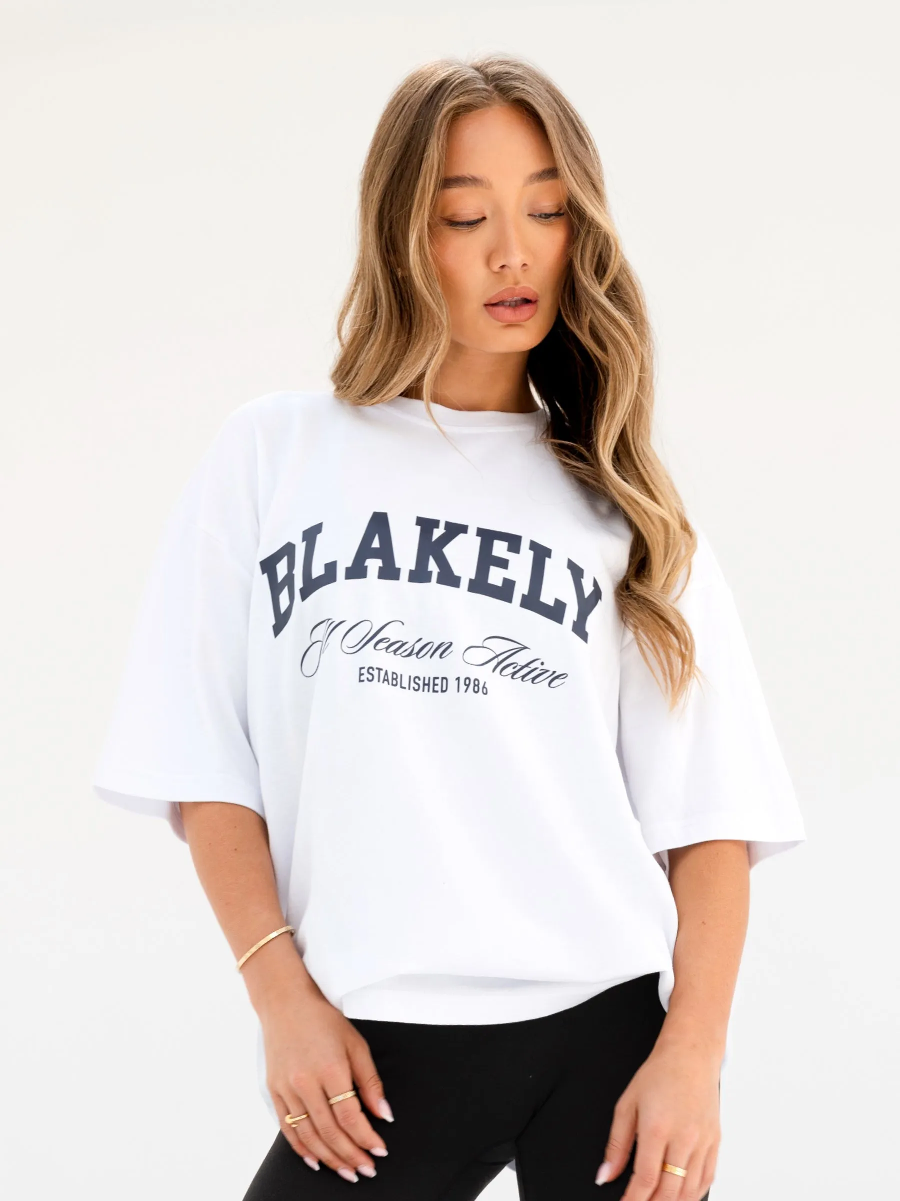 Melrose Ultra Oversized T-Shirt - White & True Navy ethical