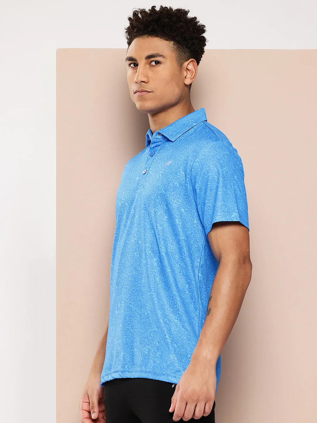 MoistureWicking Fabric Alcis Men Printed Polo Collar Golf T-Shirt