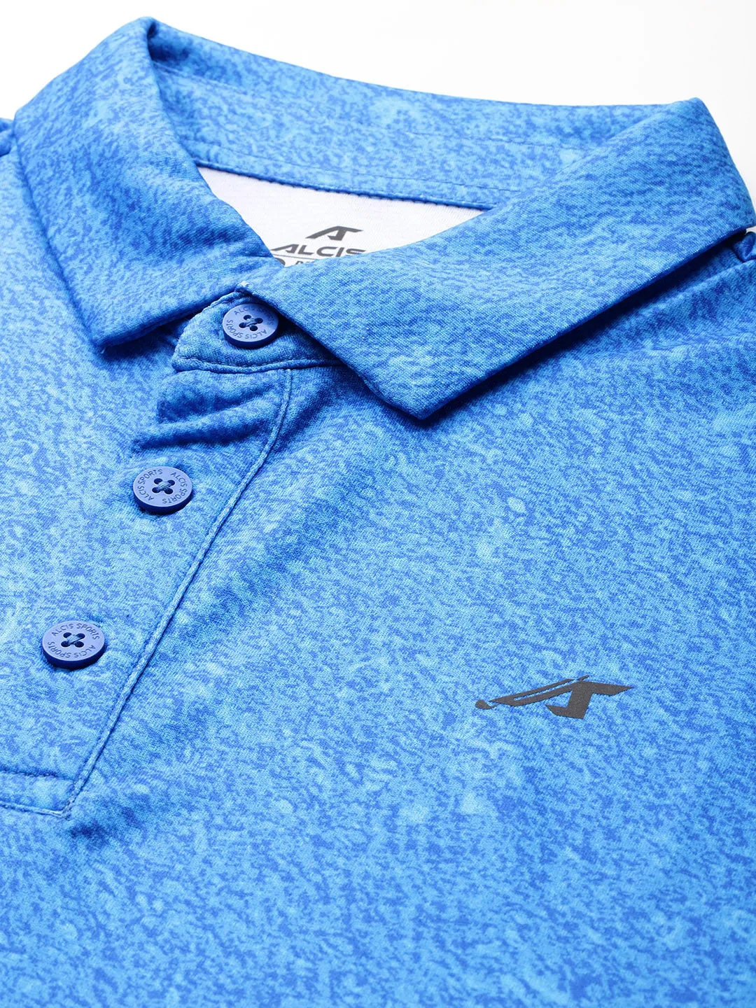 Tapered Armhole Design Lightweight Knit Alcis Men Printed Polo Collar Golf T-Shirt