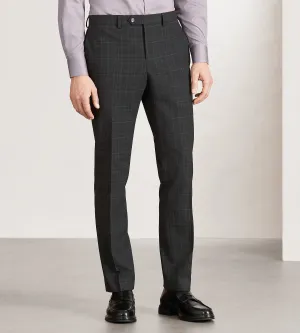 Slim Fit Black Plaid Suit Pants Comfortable Wear anti slip grip