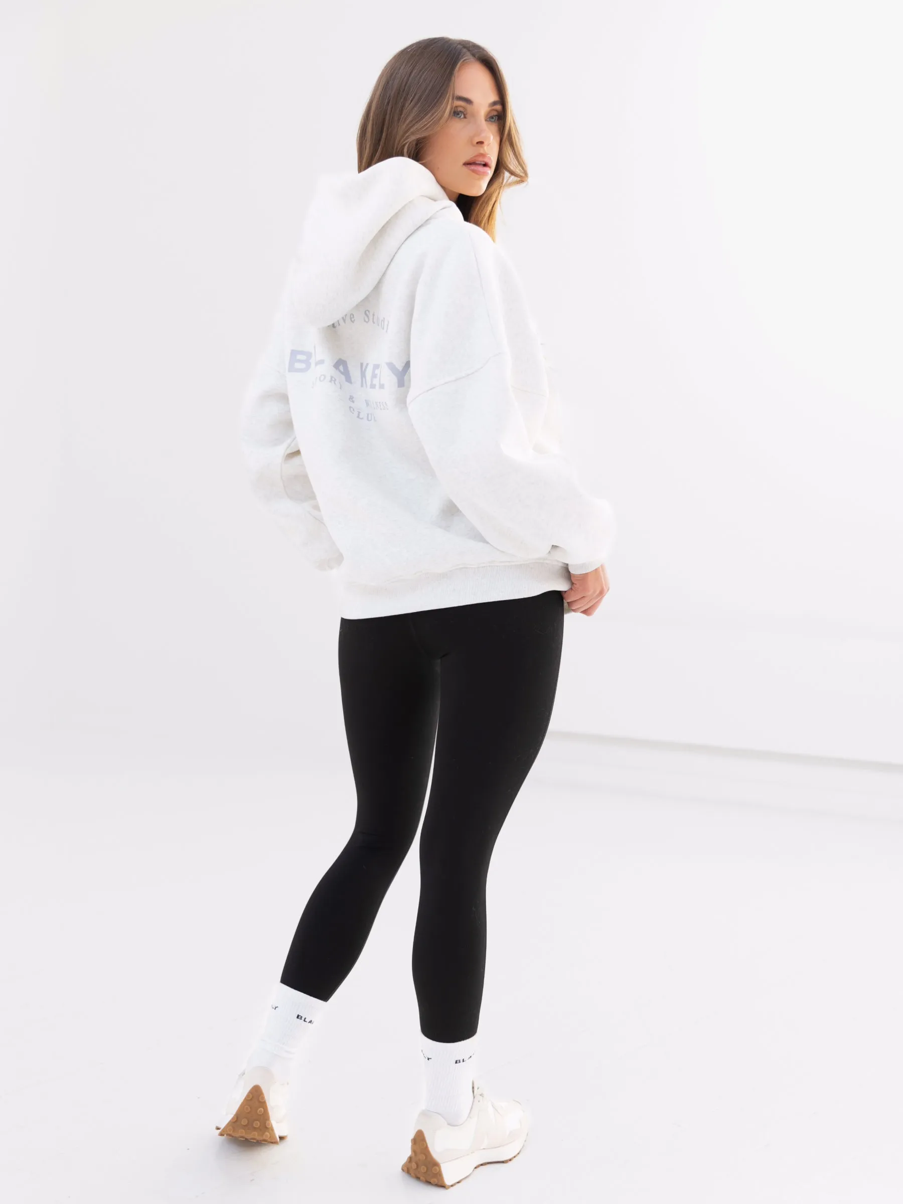 Winter Fashion Active Studios Oversized Hoodie - Marl White & Light Violet