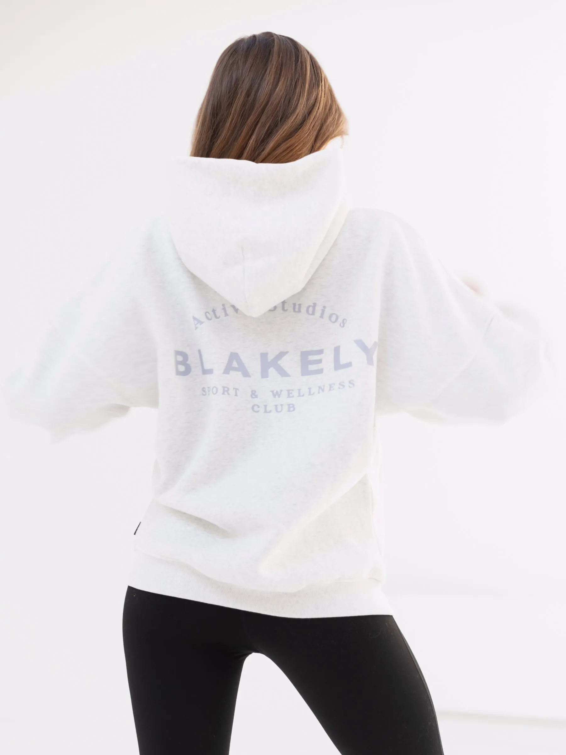 Active Studios Oversized Hoodie - Marl White & Light Violet Street Classic Yoke Back Design