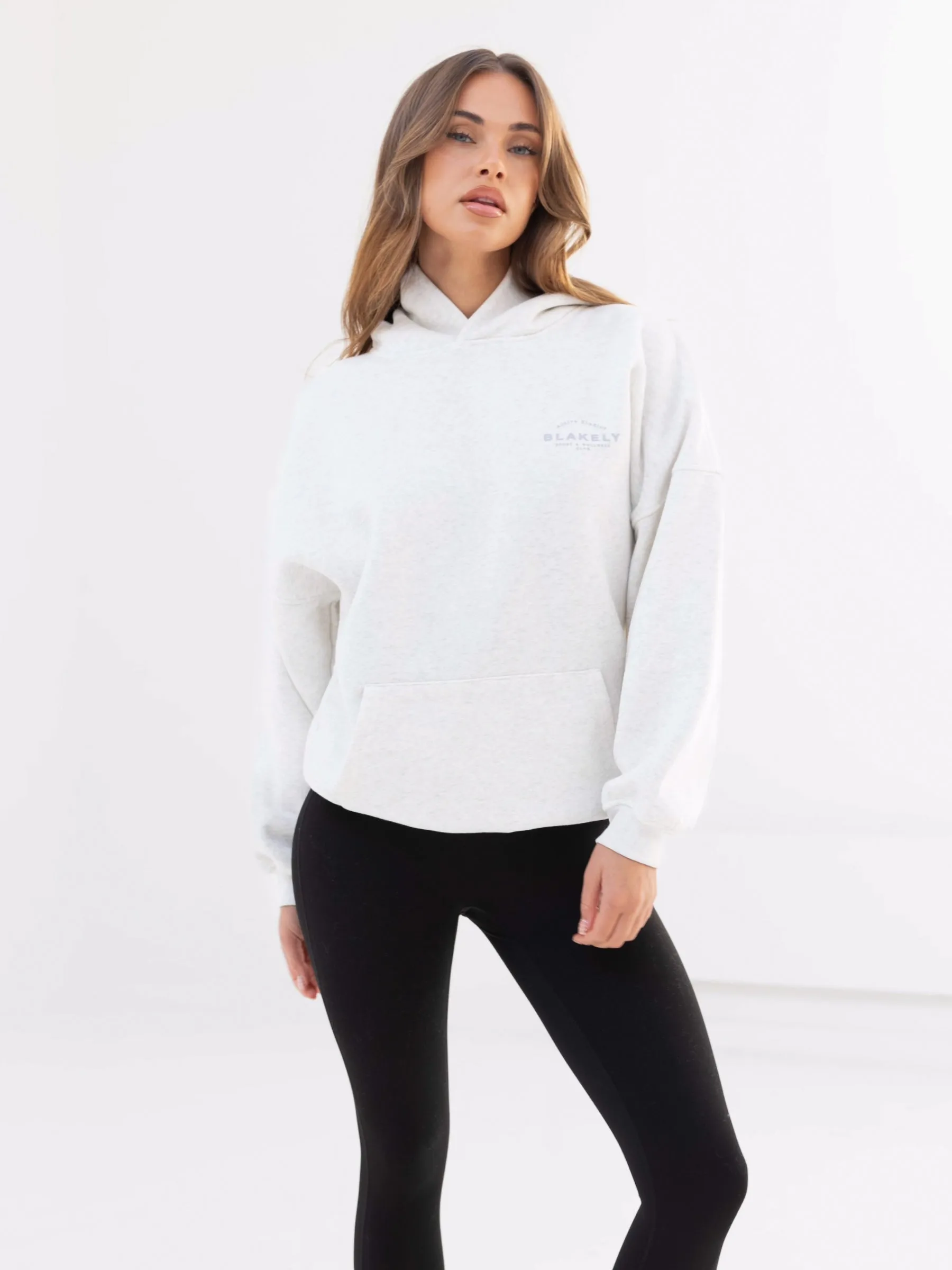 Ivy League style Active Studios Oversized Hoodie - Marl White & Light Violet