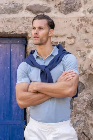 Party Ready Clubhouse Ready Athletic Fit Polo Shirt in Pale Blue