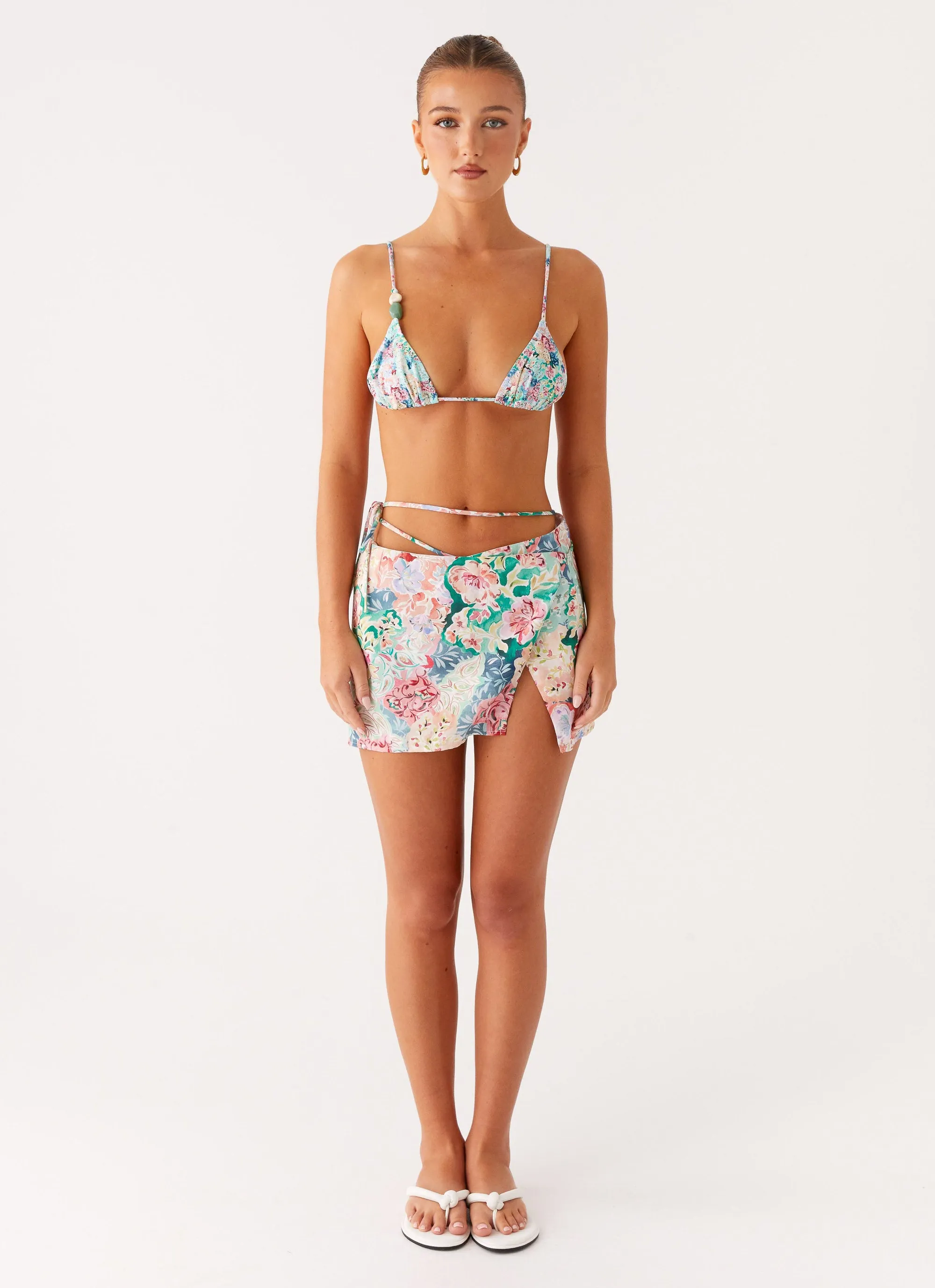 Miradelle Wrap Mini Skirt - Santorini Floral cut out