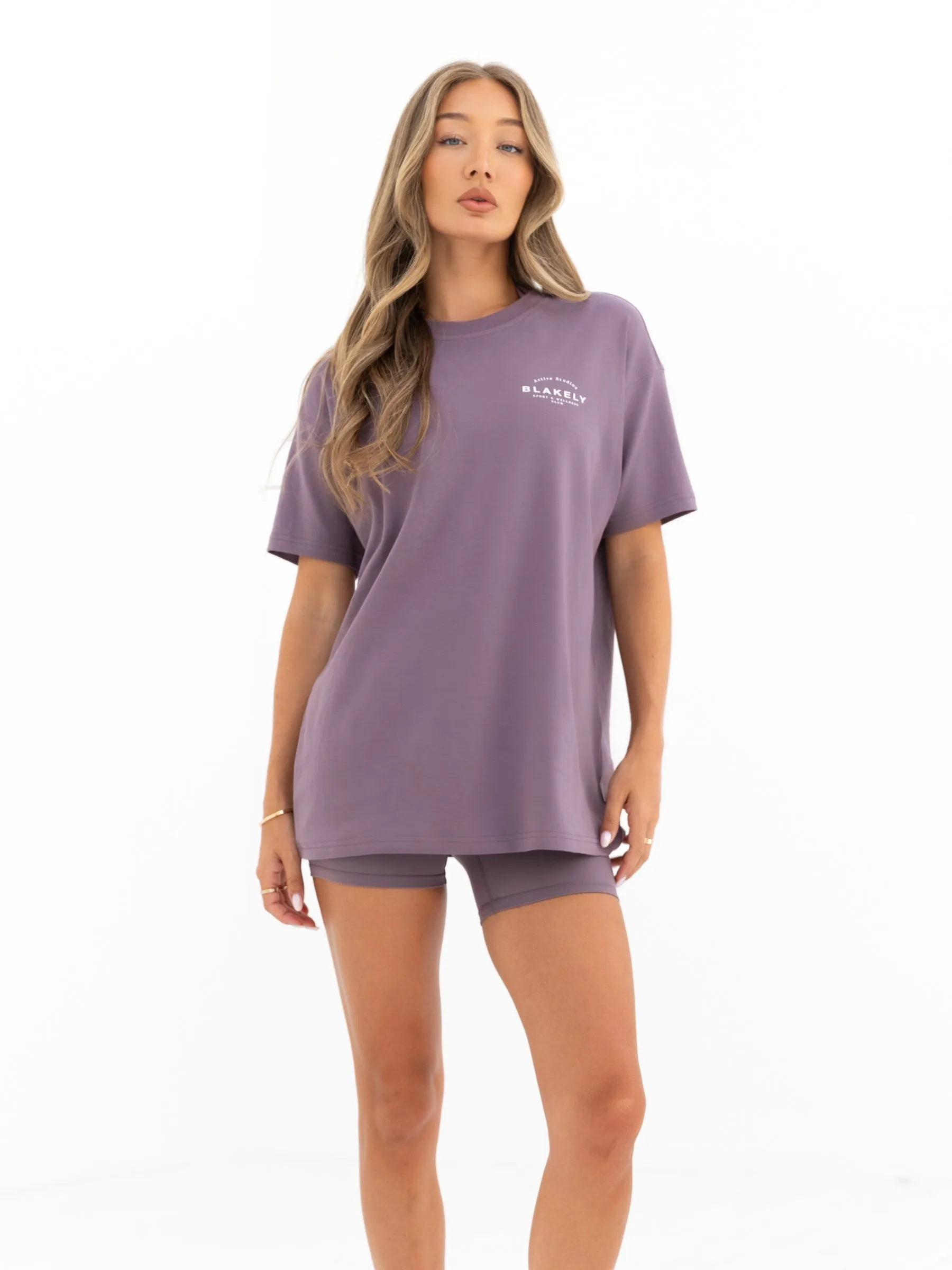 Modern Wear Curved Active Studios Oversized T-Shirt - Grape