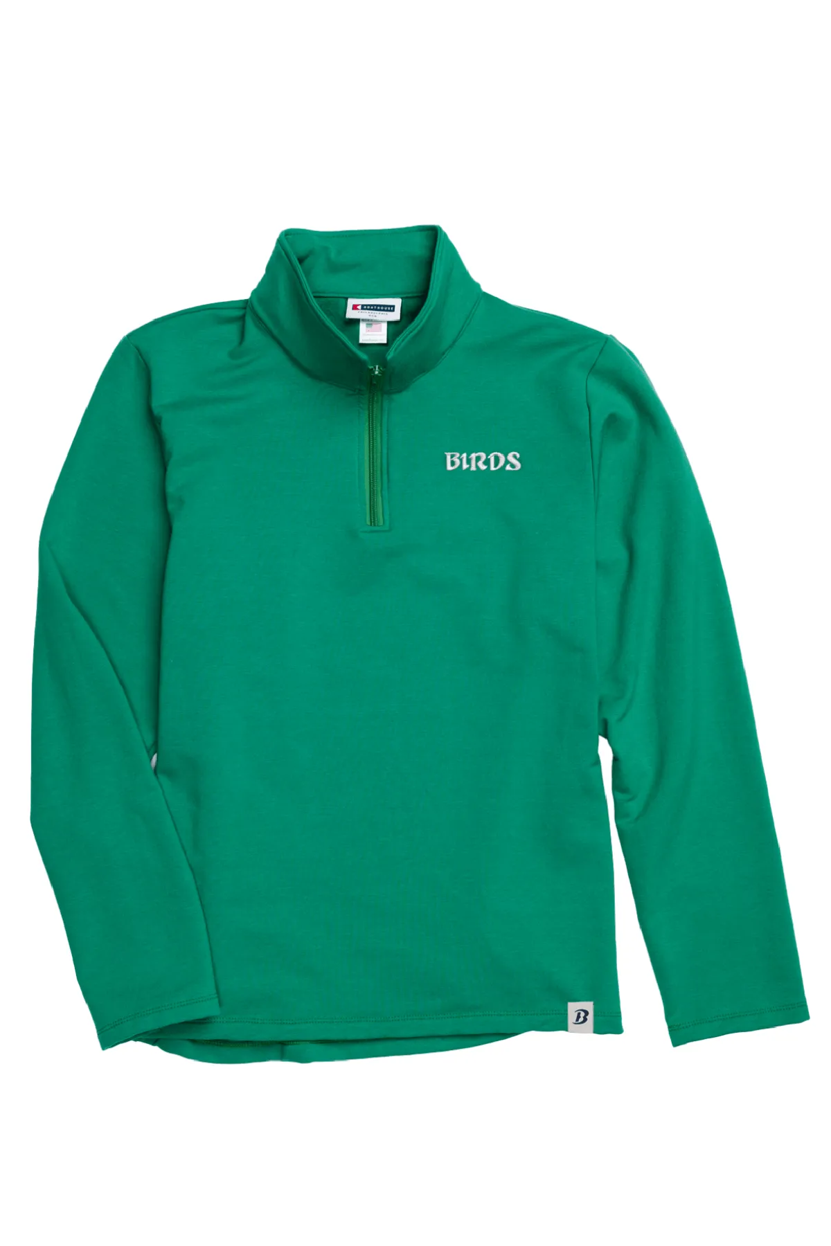 Mens Birds Cotton Fleece Quarter Zip Long Sleeve Minimal Comfort