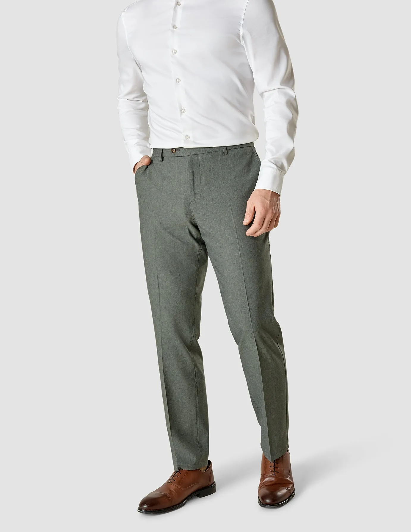 Essential Suit Pants Regular Green Melange Relaxed Fit Design
