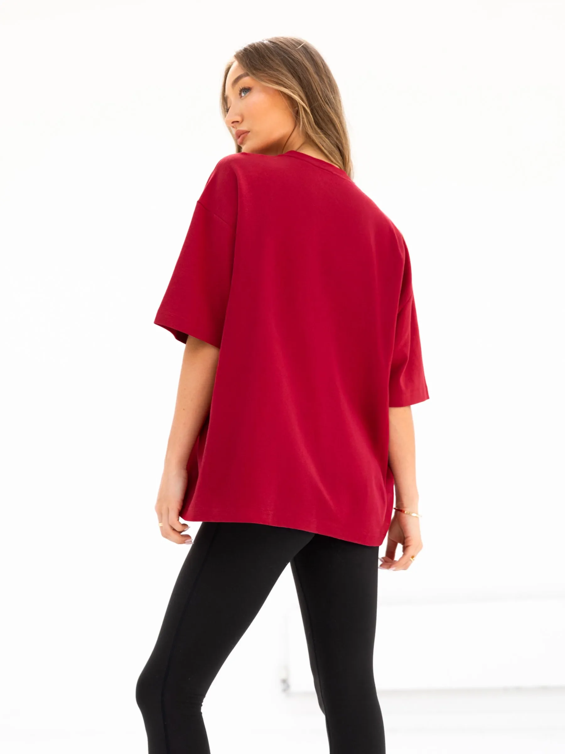 Leisure Casual Melrose Ultra Oversized T-Shirt - Cherry Red
