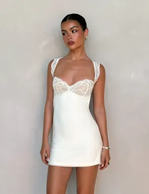Light Base NYOMI MINI DRESS - WHITE : CREAM