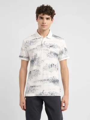 Breathable Cotton Spring Collection Men's Abstract Slim Fit Polo T-Shirt