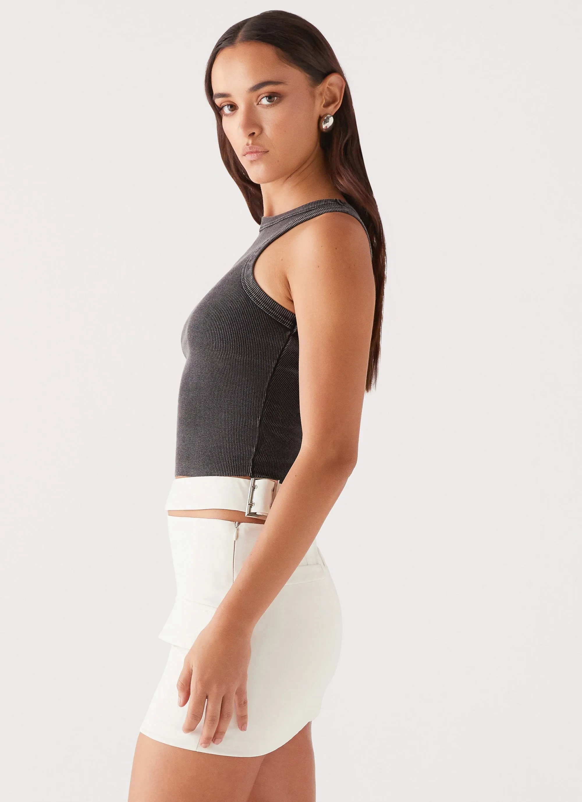 Danger Zone Cut Out Mini Skirt - Ivory Pastel Sky Casual Pick