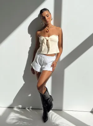 Mesh Glow Daisy Shorts White