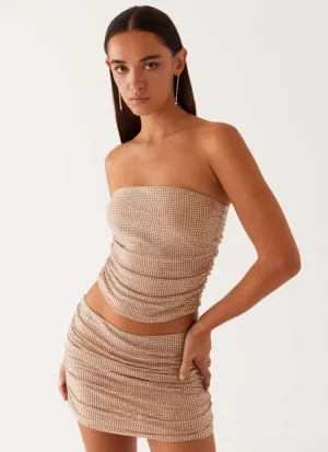 Machine-washable Natural Wrap Brightside Rhinestone Mini Skirt - Silver