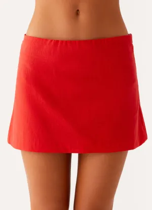 Flattering and Chic Under Heat Mini Skirt - Tomato