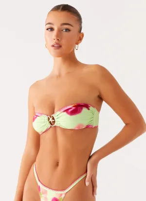 Laurel Bikini Top - Green Tropical Sun-Protection Textured-Surface