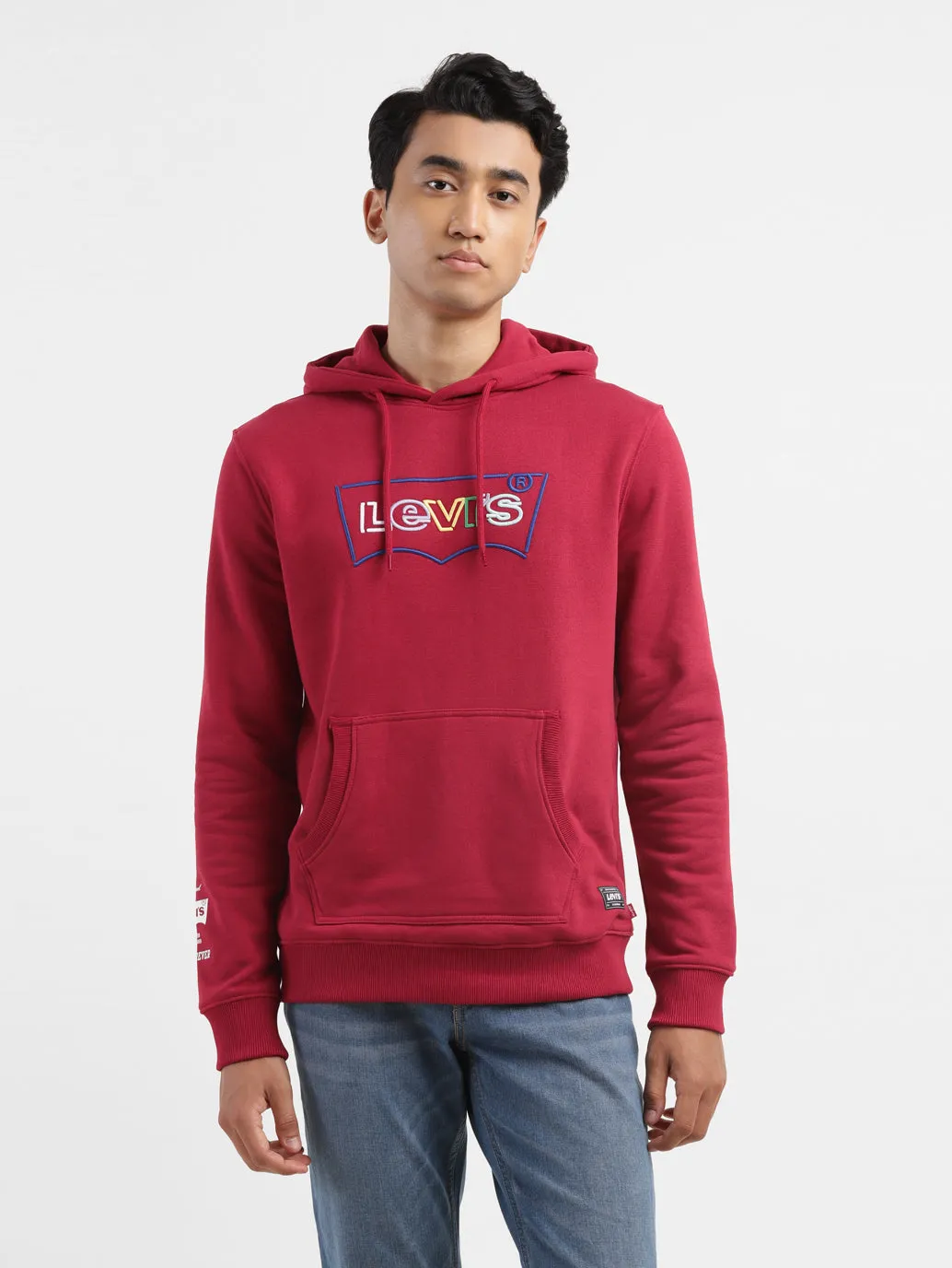 Men's Brand Logo Red Hooded Sweatshirt Festival wear