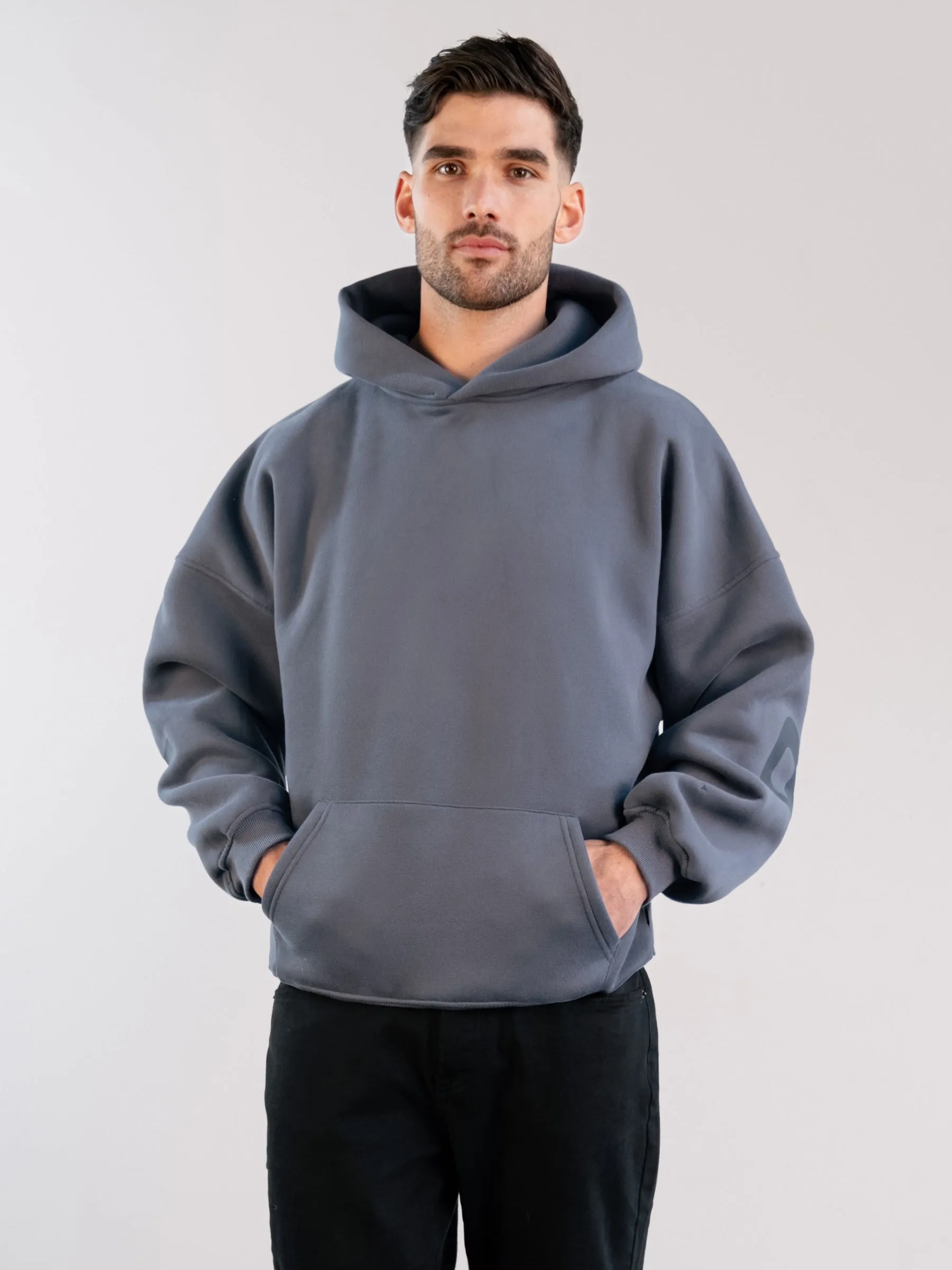 Urban Street Style Parade wear Tonal Idris Oversized Hoodie - Blue