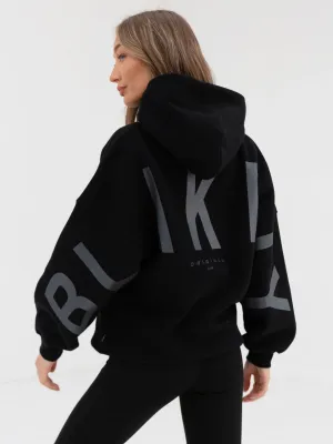 Casual Fashion Zip Pocket Tonal Isabel Oversized Hoodie - Black